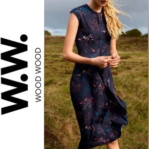 Wood Wood Wanda Dress, asymmetrical, sleeveless, fit and flare,sz 34(XS), floral